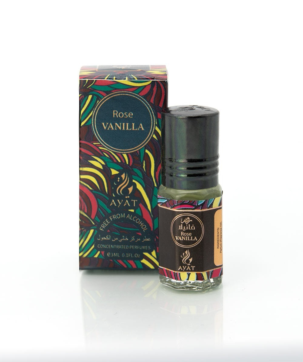 Ayat Rose Vanilla 3ml Alcohol Free Travel Size Roll On Arabian Perfume Oil