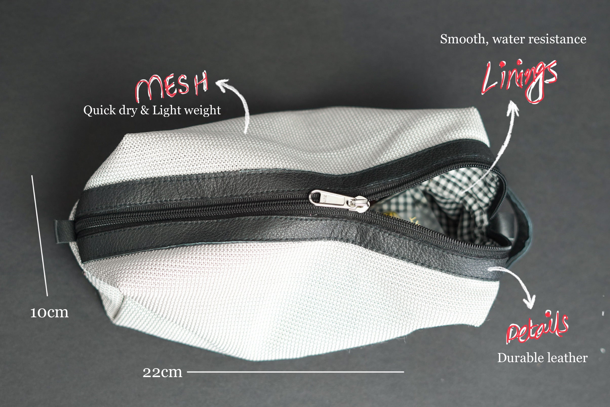 Travel toiletry bag.