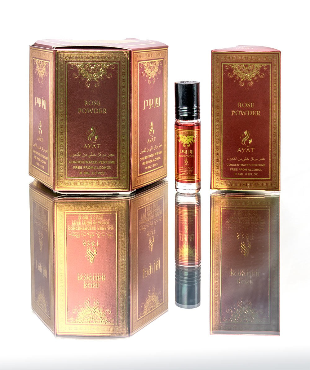 Ayat Rose Powder 6ml Alcohol Free Travel Size Roll On Arabian Perfume Oil