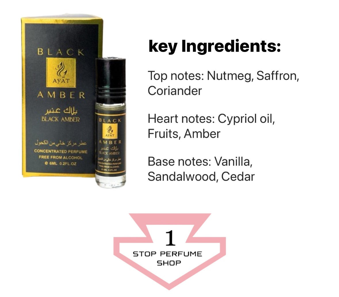Ayat Black Amber 6ml Alcohol Free Travel Size Roll On Arabian Perfume Oil